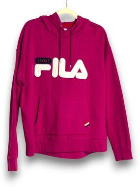 Fila Sport Women's Pullover Hoodie Magenta Pink Fleece Size XL